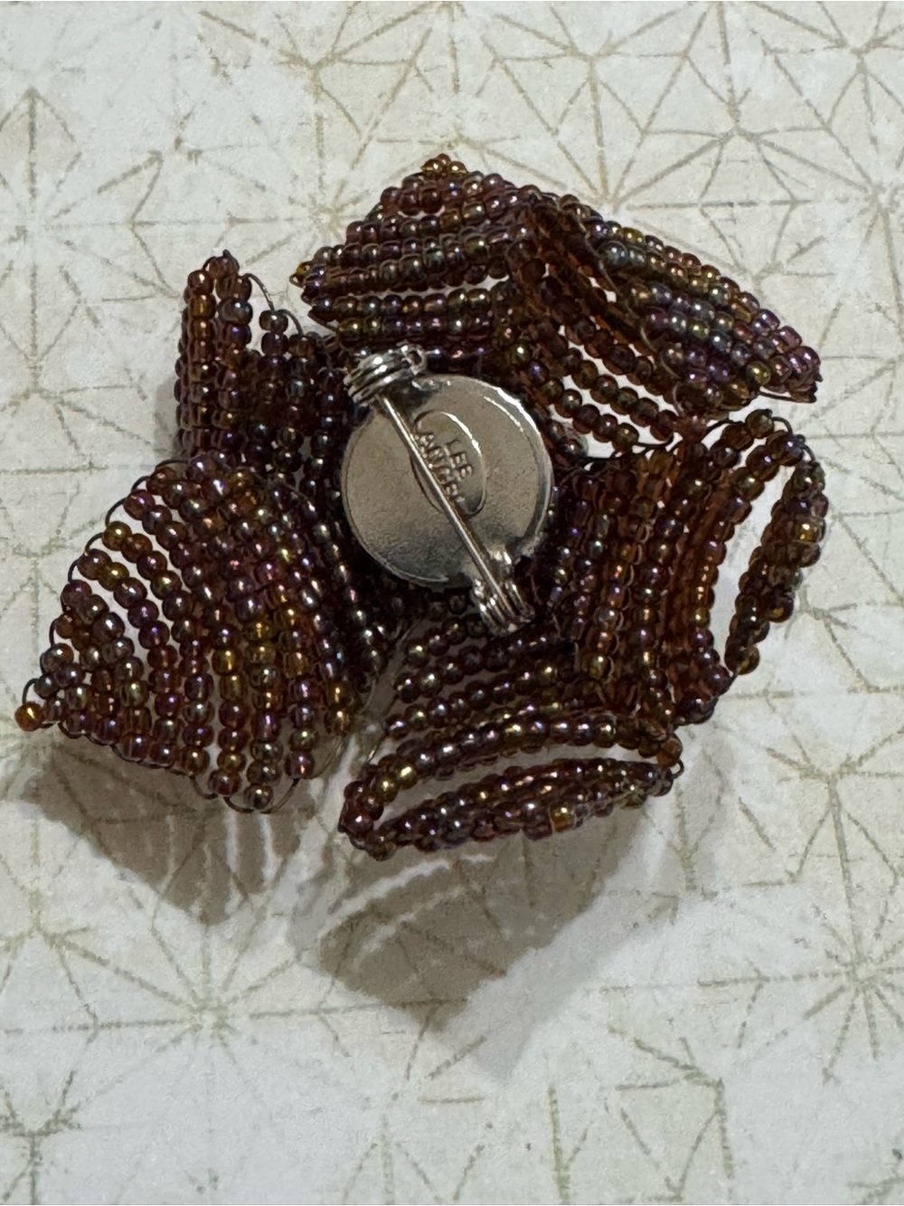 LEE ANGEL BEADED FLOWER PIN BROOCH - Picture 4 of 7